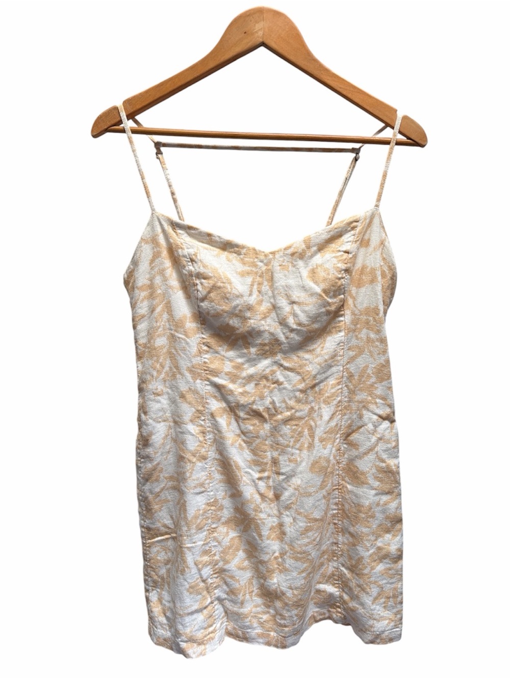 Abercrombie & Fitch Linen Blend Beige Floral Mini Dress Size M
